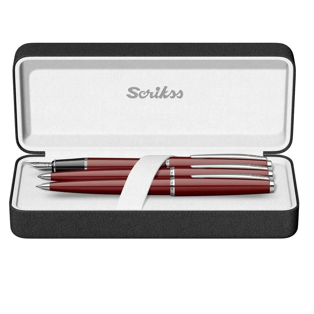 Scrikss 33 Kalem Seti 3 lü Bordo (Versatil - Dolmakalem - Tükenmez