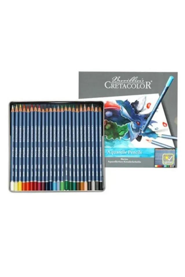 Marino Water Based Crayon Set 24 Colors Metal Box