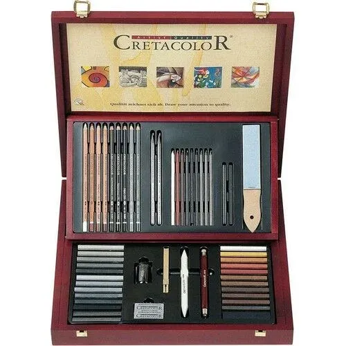 Cretacolor Selection Professional Pencil Sketch Drawing Set in Wooden Box