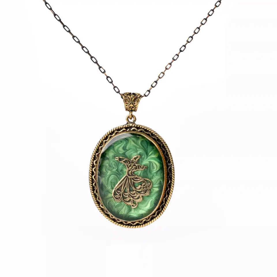 Ebrulu Semazen El İşi Otantik Reçine Kolye Cevşen